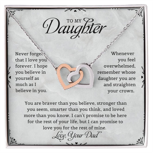 To My Daughter | Never Forget That I Love You - Interlocking Hearts necklace