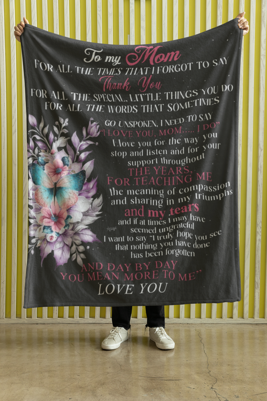 To My Mom | I Love You | Velveteen Plush Blanket
